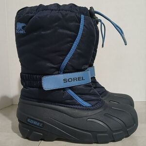 Sorel Kids' Flurry Waterproof Snow Boots Navy Blue/Light Blue Size: 4